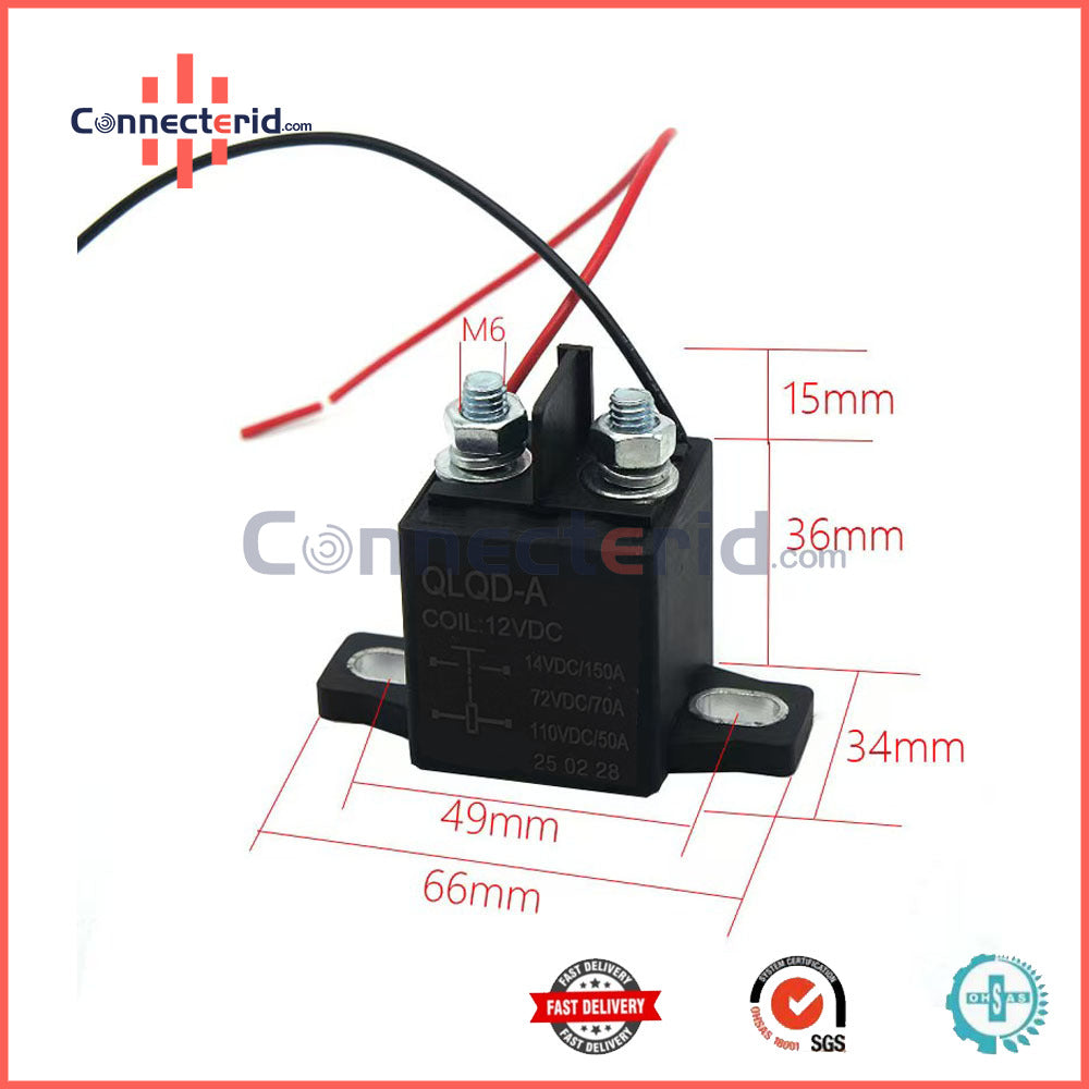 150A Strong Magnetic arc extinguishing Automotive DC high Voltage electromagnetic Relay DC12V24V48V60V72V Motor Load 150A contac(E150-36V)