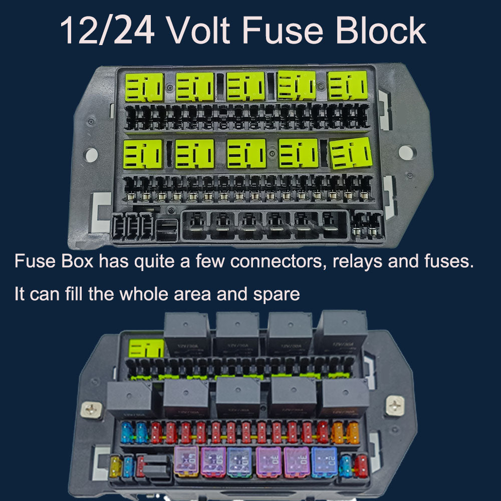 12V24VRelay Fuse Block With 10Pack 5Pin 30A Relays Slots 40 ATC/ATO Fuse Circuit Control Relay System Box 12 Volt Fuse Block On/Off Switch Panel for Car SUV Truck