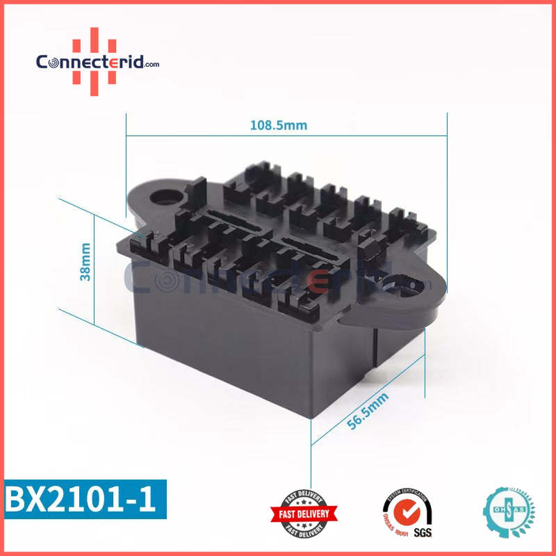 BX2103  Central Junction Box 10-way fuse box 12V Fuse  Box 10 Slot ATC Fuse Box, Metal Terminals, Universal Compatible